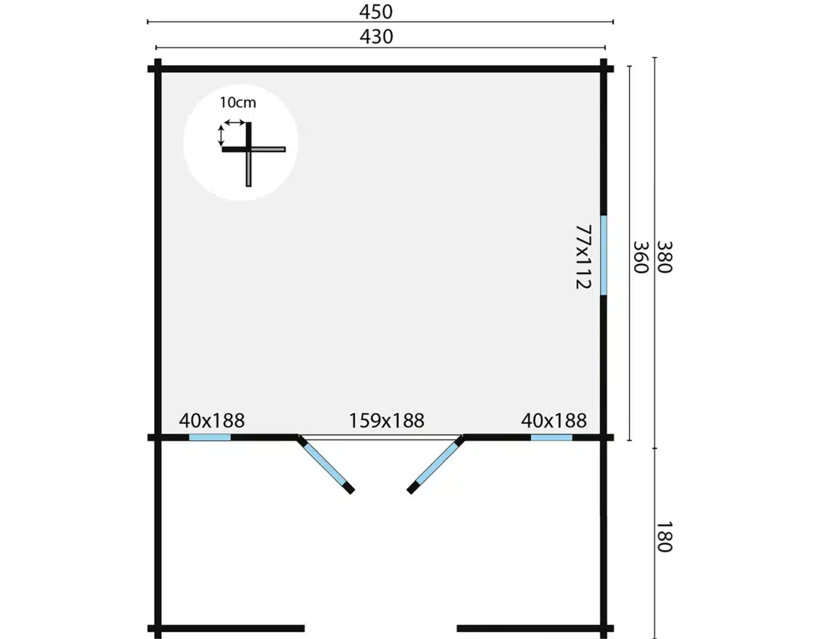 Blokhut – Tuinhuis Heino | 44 mm | vuren Red Class Wood geïmpregneerd