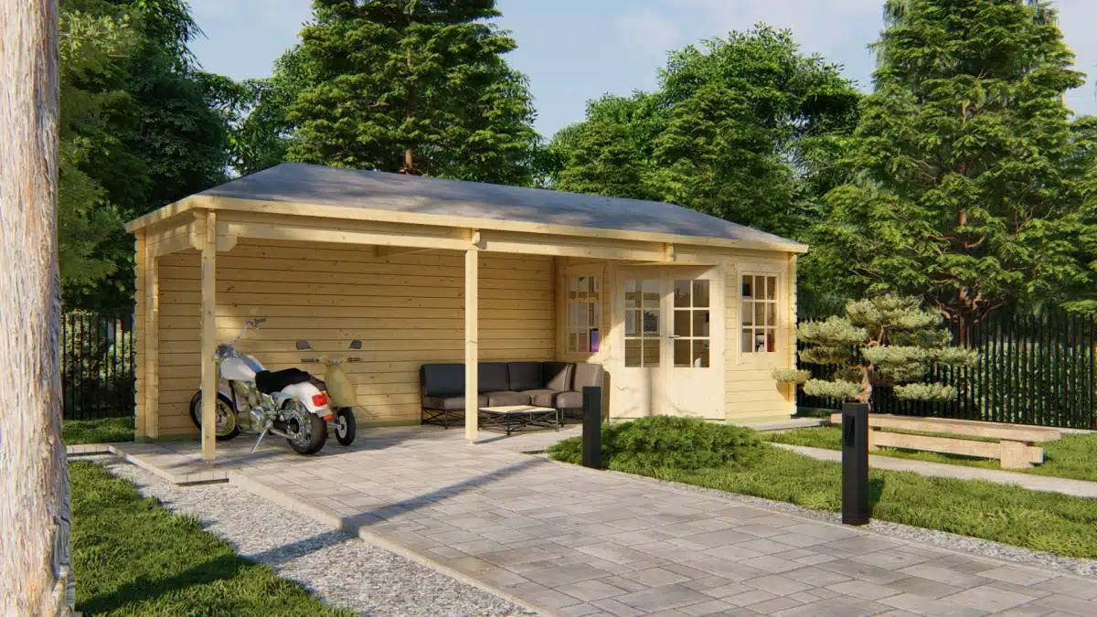 Blokhut – Tuinhuis Gretel | 44 mm | vuren Red Class Wood geïmpregneerd