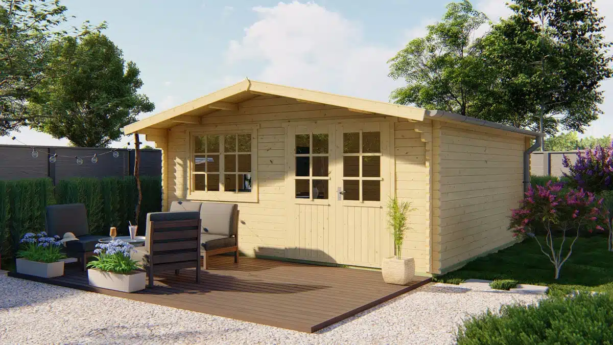 Blokhut – Tuinhuis Hendrick | 44 mm | vuren Red Class Wood geïmpregneerd