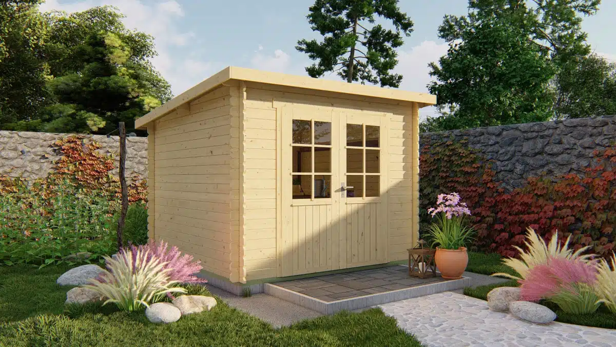 Blokhut – Tuinhuis Jörgen | 28 mm | vuren honinggeel geïmpregneerd