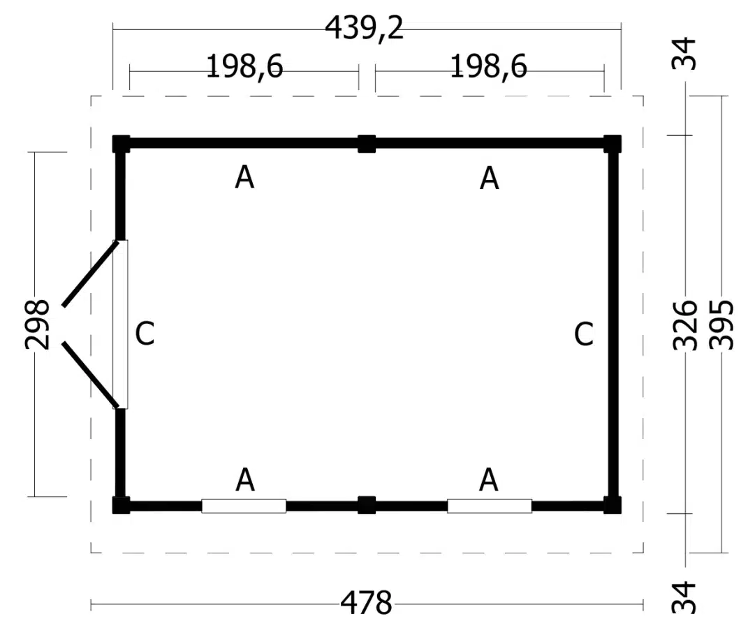 Hamar L Type 4 Douglas Gedroogd Potdekselplank blank