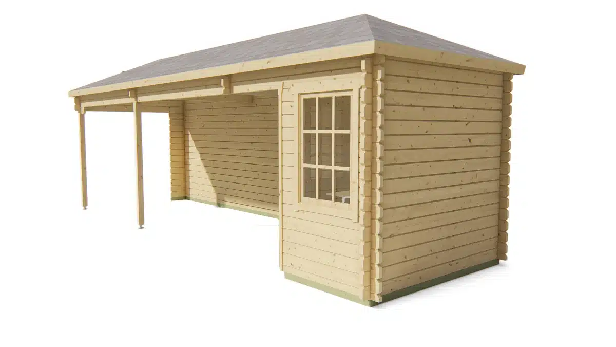 Blokhut – Tuinhuis Gretel | 44 mm | vuren bruin geïmpregneerd
