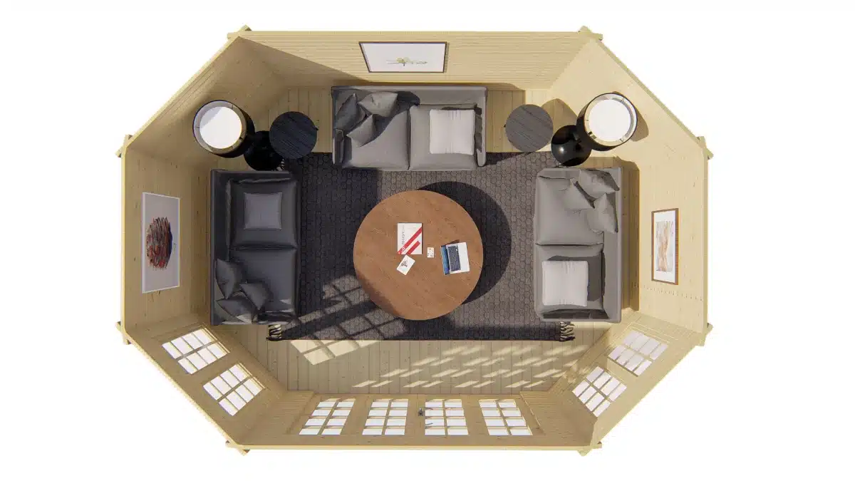 Blokhut – Tuinhuis Gudrun | 44 mm | vuren groen geïmpregneerd