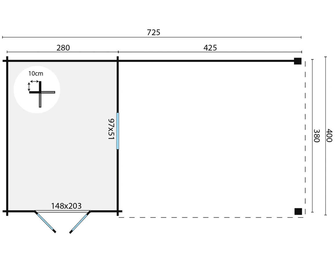 Blokhut – Tuinhuis Gunnar | 44 mm | vuren Red Class Wood geïmpregneerd