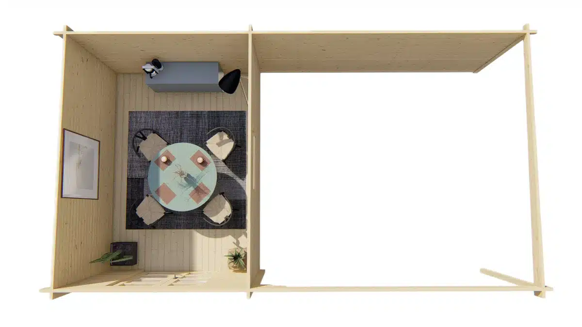 Blokhut – Tuinhuis Gunnar | 44 mm | vuren groen geïmpregneerd