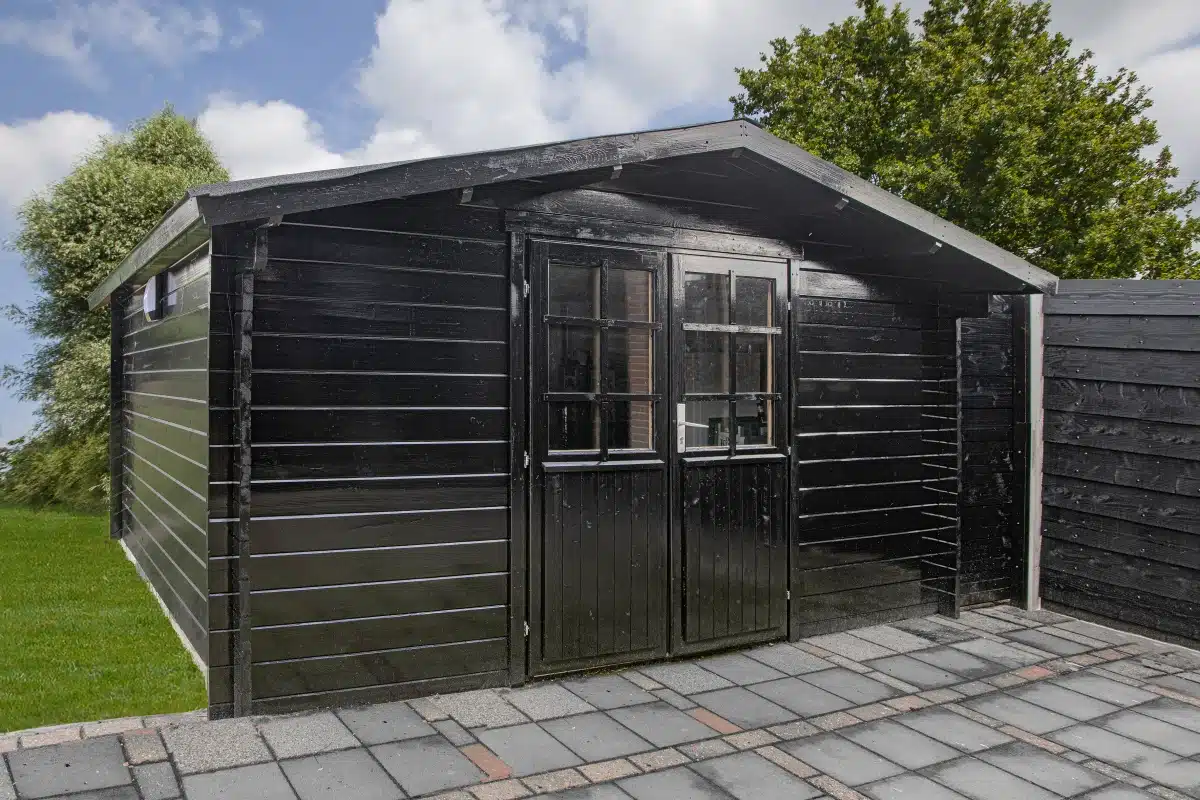 Blokhut – Tuinhuis Gunda | 40 mm | vuren grijs geïmpregneerd