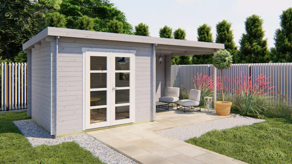 Blokhut – Tuinhuis Hasse | 28 mm | vuren groen geïmpregneerd