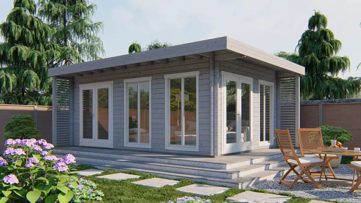 Blokhut – Tuinhuis Hildegard | 44 mm | vuren groen geïmpregneerd