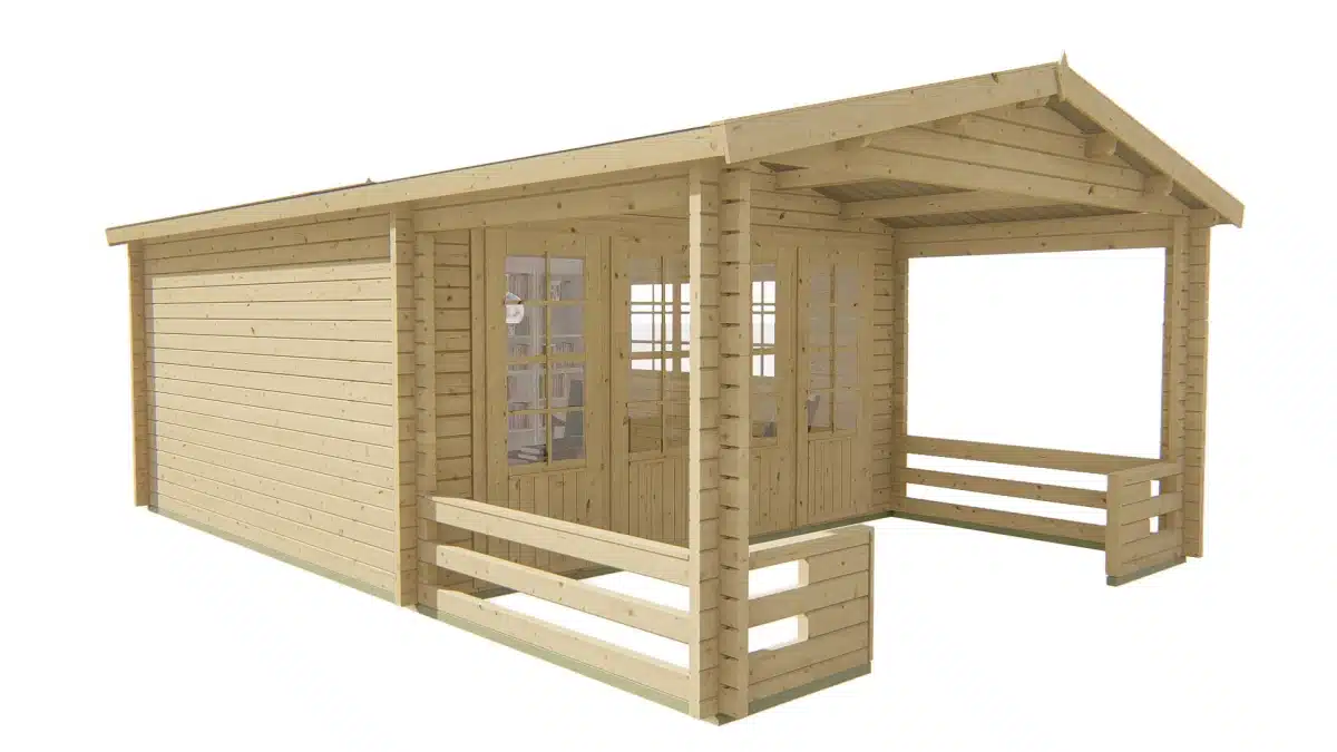 Blokhut – Tuinhuis Ipswich | 58 mm | vuren groen geïmpregneerd
