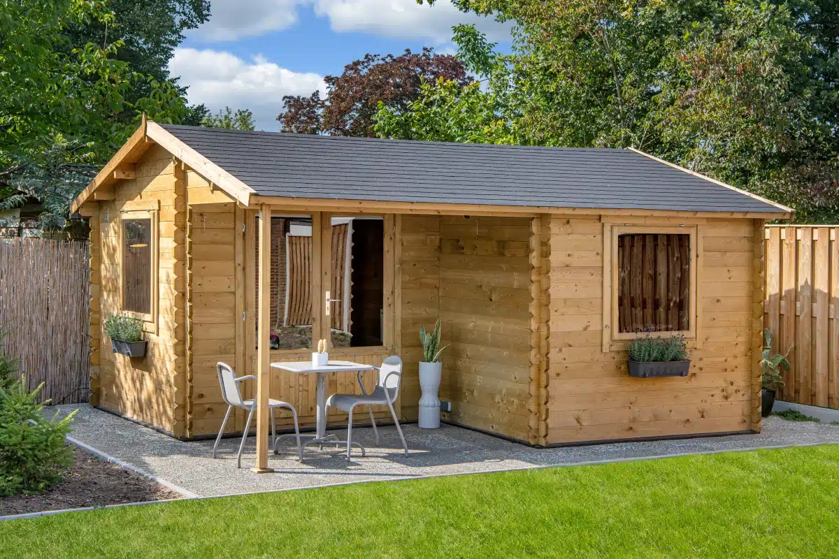 Blokhut – Tuinhuis Johan | 34 mm | vuren groen geïmpregneerd