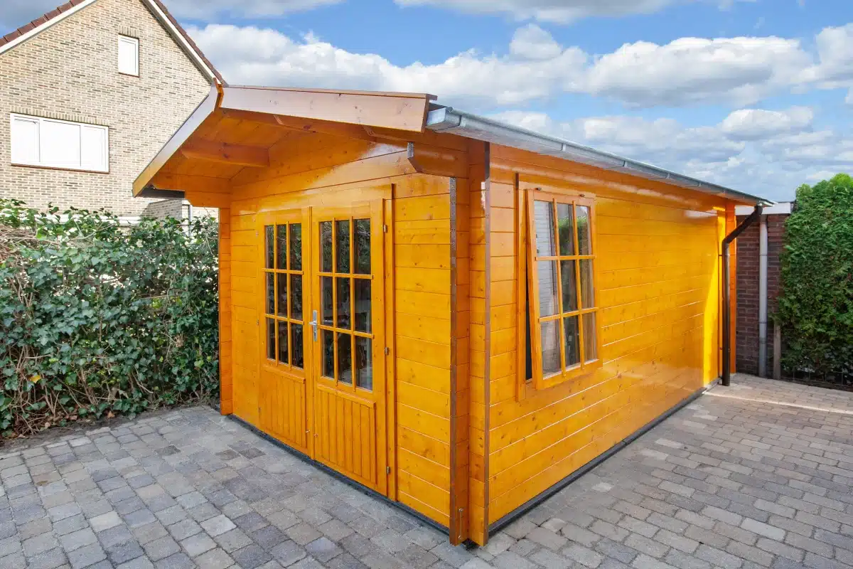Blokhut – Tuinhuis Julia | 40 mm | vuren grijs geïmpregneerd