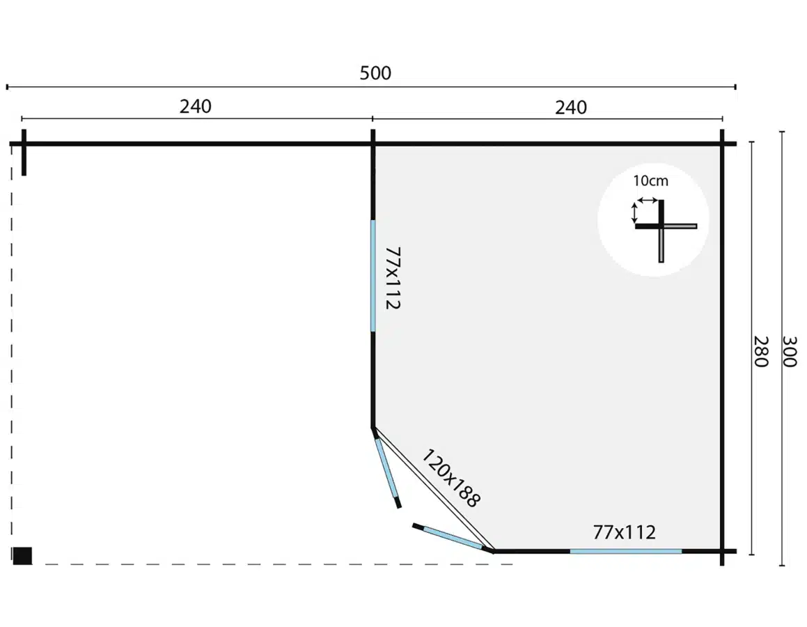 Blokhut – Tuinhuis Kennet | 28 mm | vuren grijs geïmpregneerd
