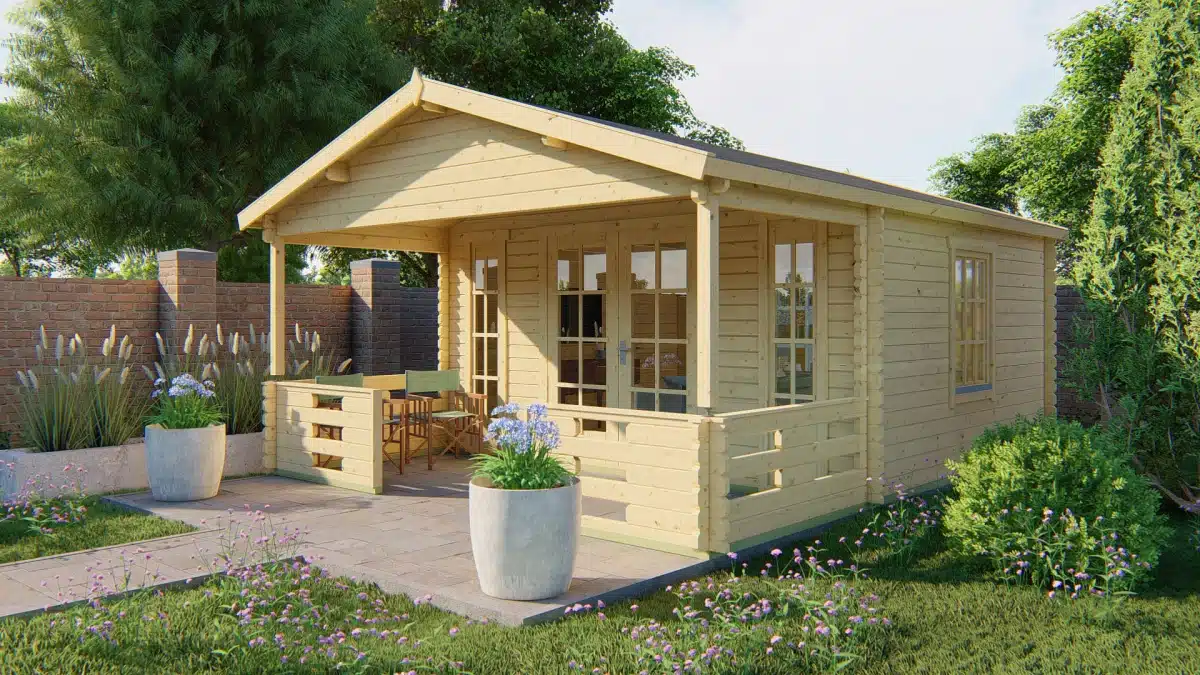 Blokhut – Tuinhuis Heino | 44 mm | vuren groen geïmpregneerd