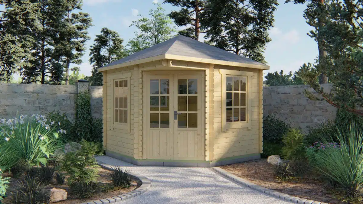 Blokhut – Tuinhuis Ingrid | 28 mm | vuren Red Class Wood geïmpregneerd
