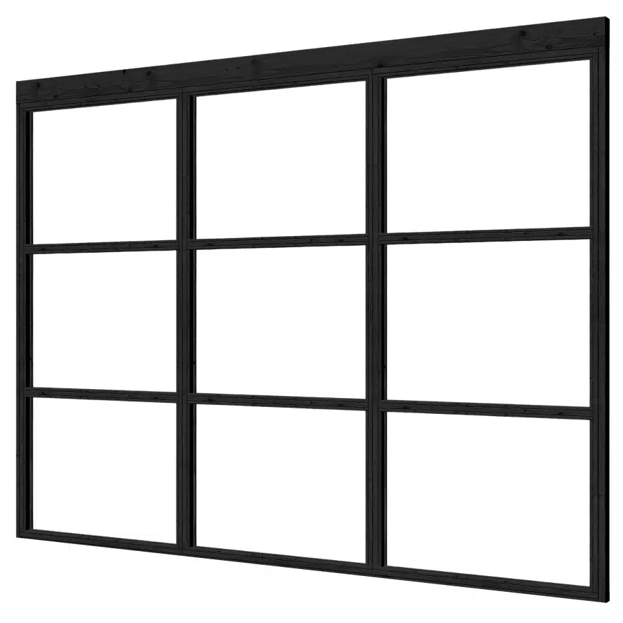 Complete set steellook glaswand zwart 248 x 224 cm