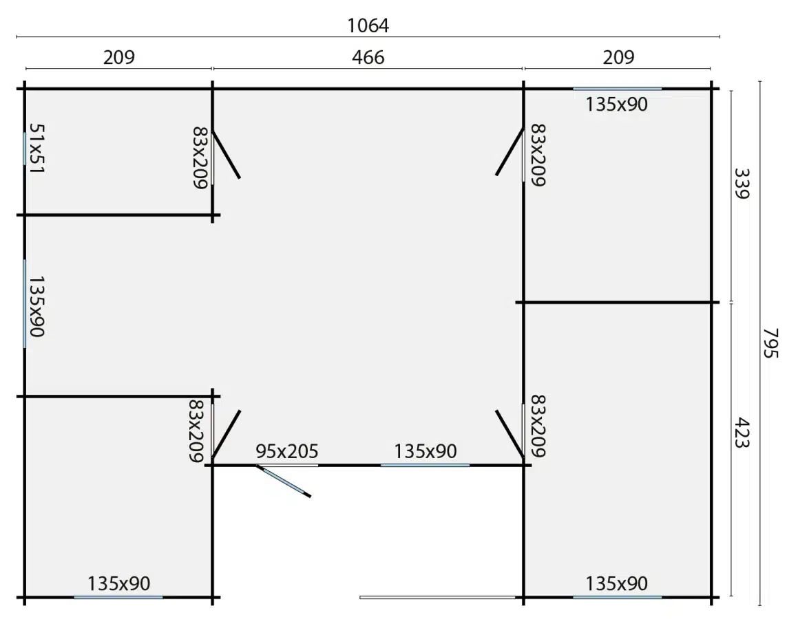 Blokhut – Tuinhuis Extremadura | 44 mm | onbehandeld