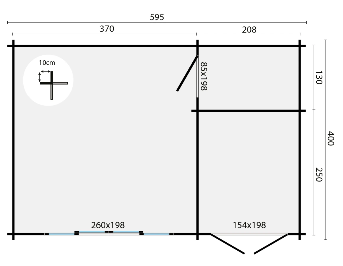 Blokhut – Tuinhuis Meg | 44 mm | onbehandeld