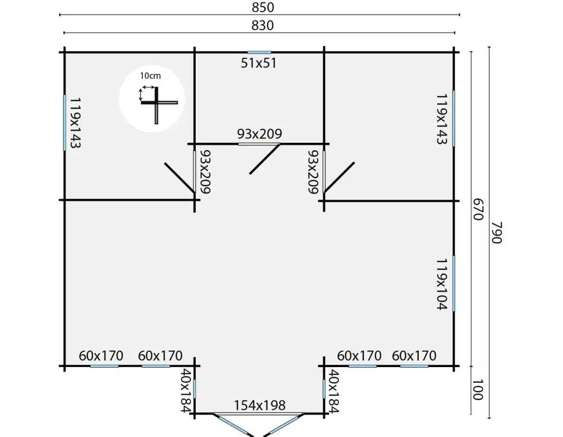 Blokhut – Tuinhuis Mullingar | 70 mm | vuren onbehandeld