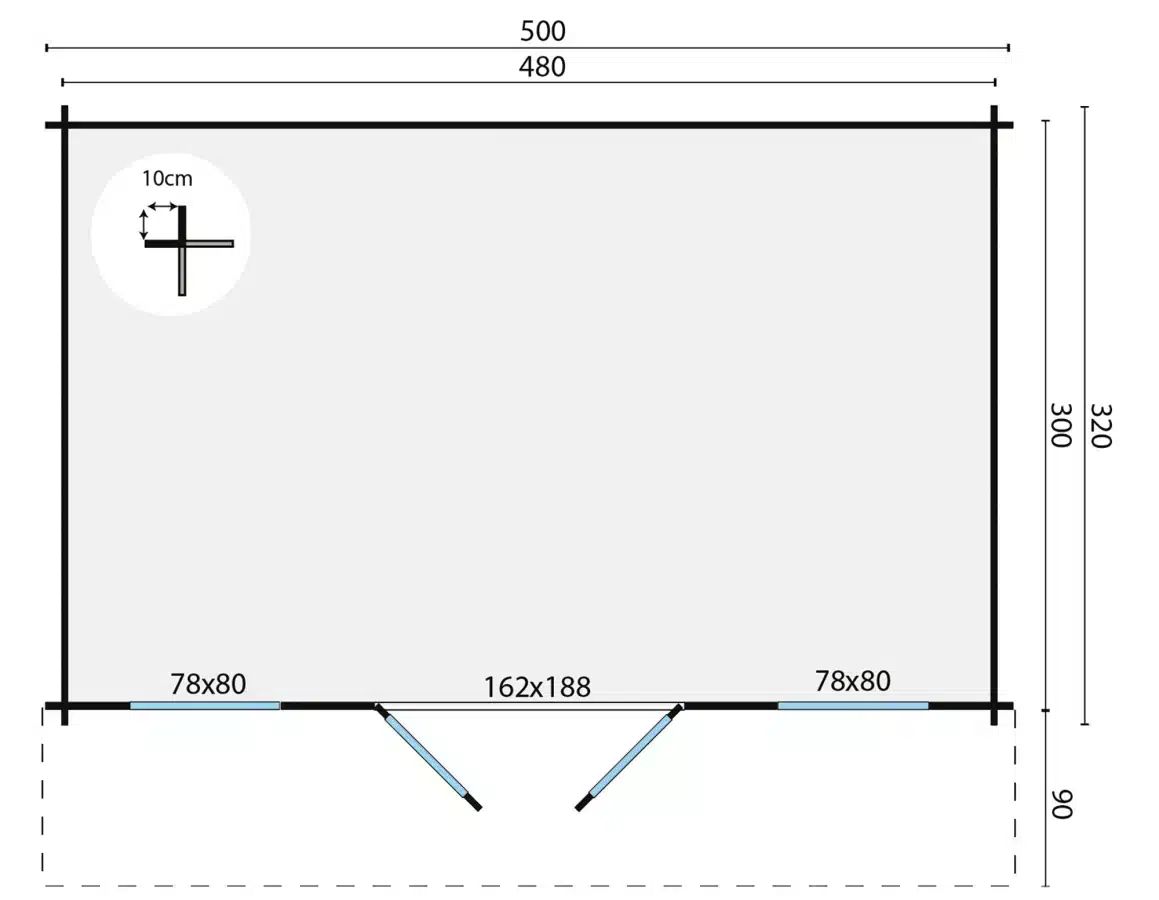 Blokhut – Tuinhuis Karen | 40 mm | onbehandeld