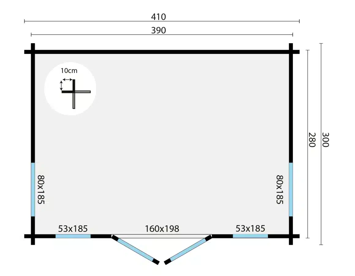 Blokhut – Tuinhuis Victoria | 58 mm | onbehandeld