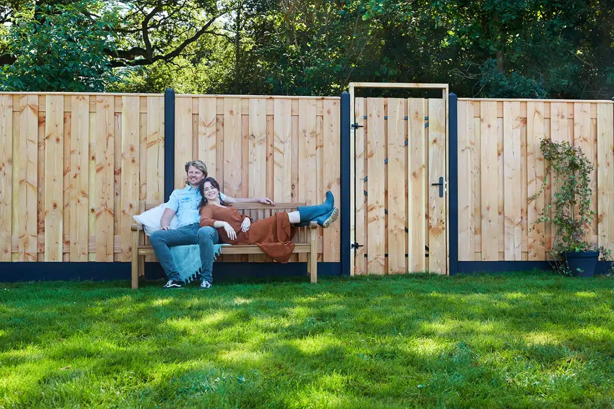 Tuinscherm Douglas, fijnbezaagd, 15-planks Meckelenburg 180 x 180 cm