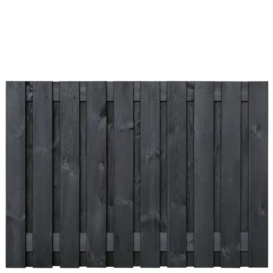 Tuinscherm vuren zwart gespoten 21-planks (19 + 2) Stuttgart 130 x 180 cm