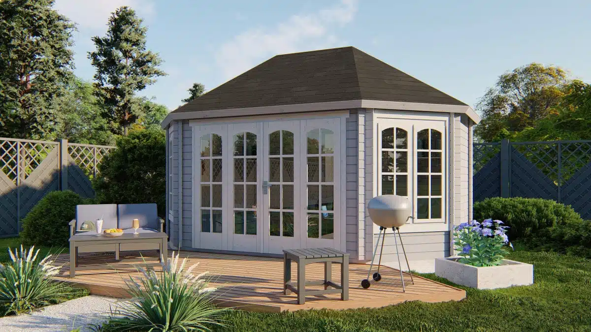 Blokhut – Tuinhuis Gudrun | 44 mm | vuren onbehandeld