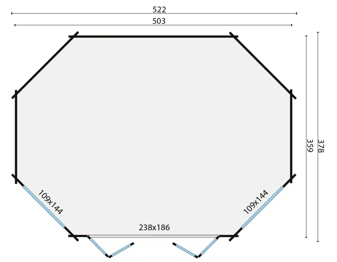 Blokhut – Tuinhuis Gudrun | 44 mm | vuren onbehandeld