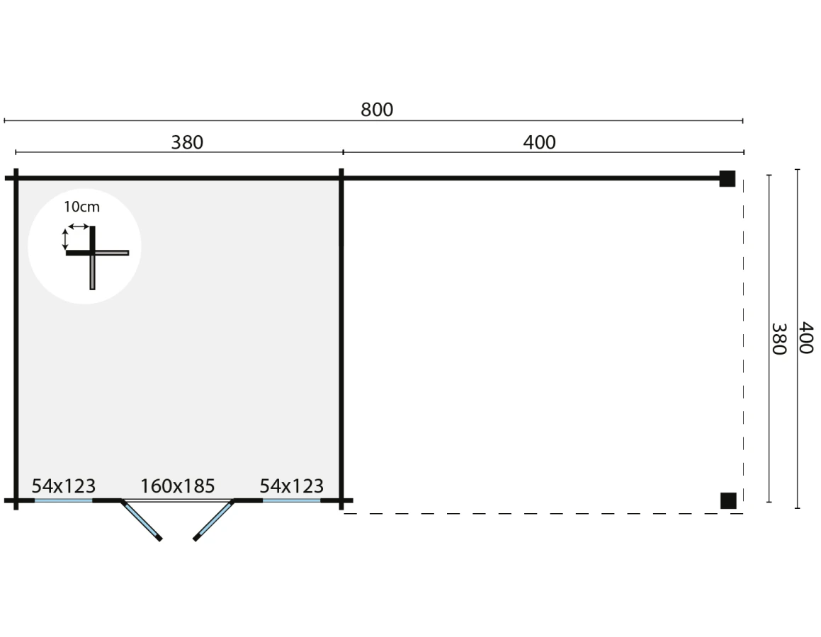 Blokhut – Tuinhuis Kwaspa | 44 mm | vuren onbehandeld