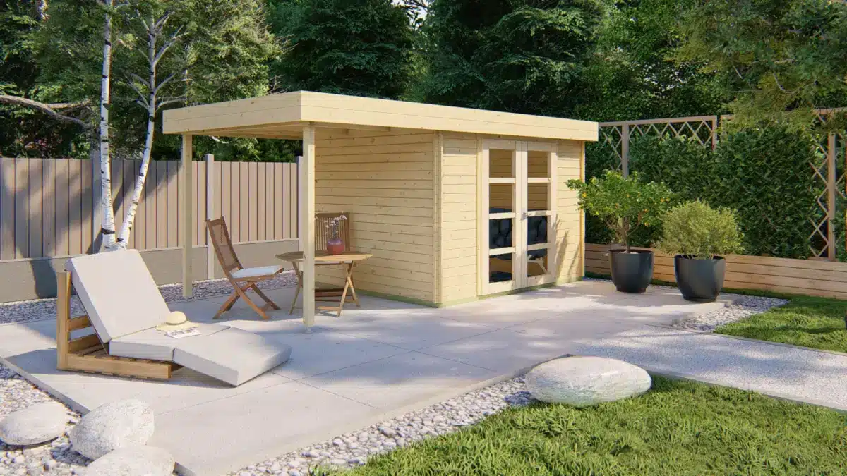 Blokhut – Tuinhuis Extramodern | 28 mm | vuren onbehandeld