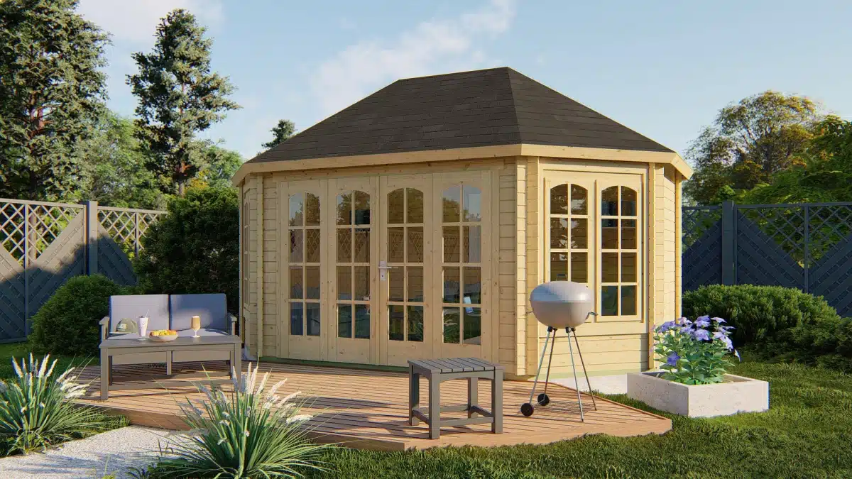 Blokhut – Tuinhuis Gudrun | 44 mm | vuren onbehandeld