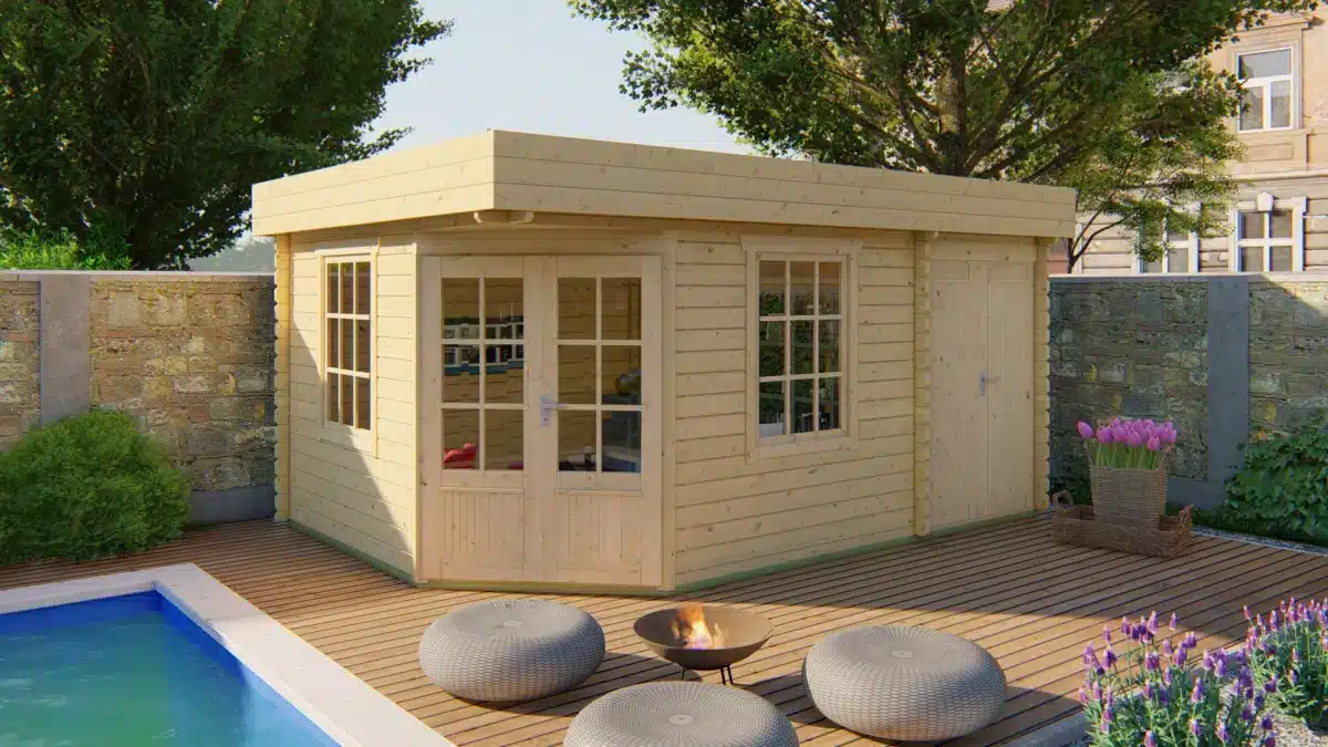 Blokhut – Tuinhuis Helge | 44 mm | vuren onbehandeld