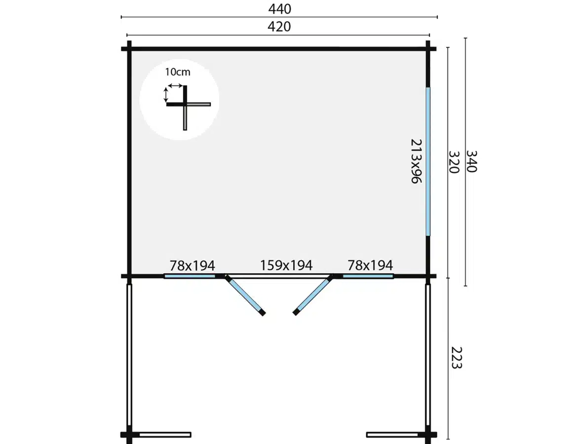 Blokhut – Tuinhuis Bolton | 58 mm | vuren onbehandeld