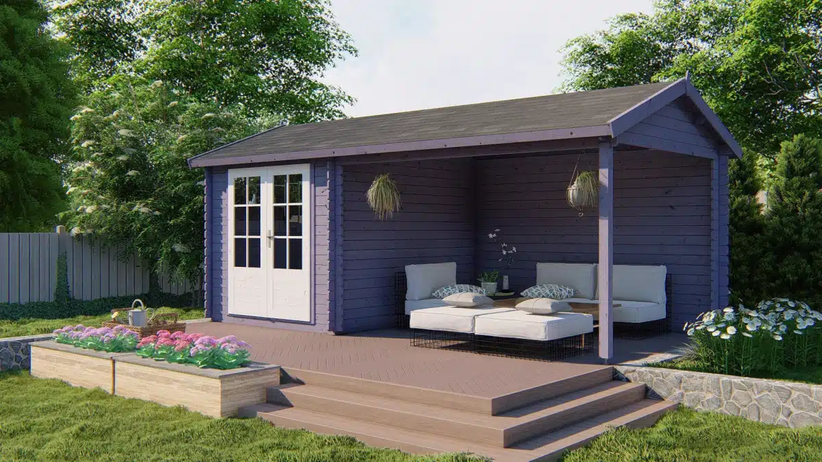 Blokhut – Tuinhuis Ove | 28 mm | vuren honinggeel geïmpregneerd