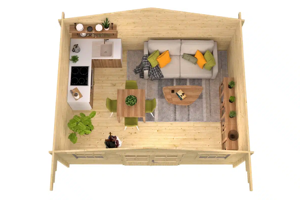 Blokhut – Tuinhuis Pavel | 44 mm | vuren groen geïmpregneerd