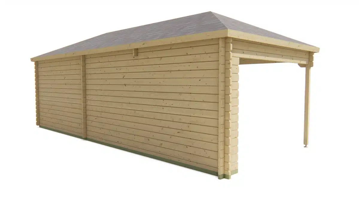 Blokhut – Tuinhuis Paiva | 44 mm | vuren grijs geïmpregneerd