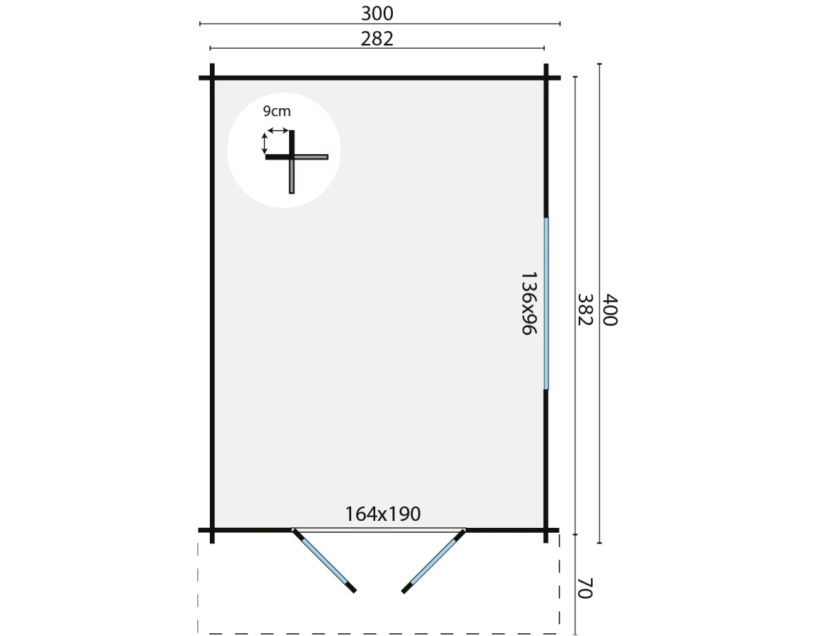 Blokhut – Tuinhuis Pamplona | 34 mm | vuren bruin geïmpregneerd