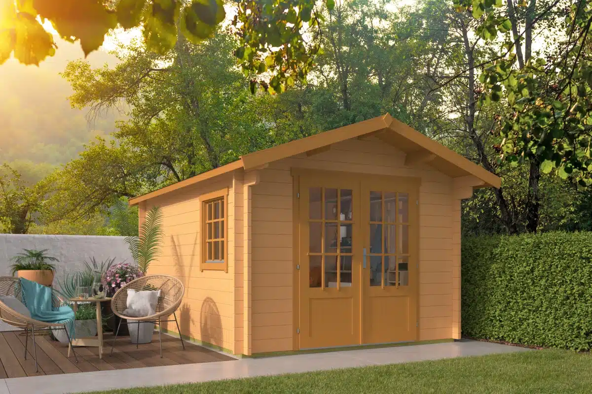 Blokhut – Tuinhuis Peggie | 40 mm | grijs geïmpregneerd