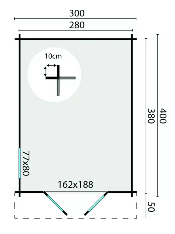 Blokhut – Tuinhuis Peggie | 40 mm | grijs geïmpregneerd