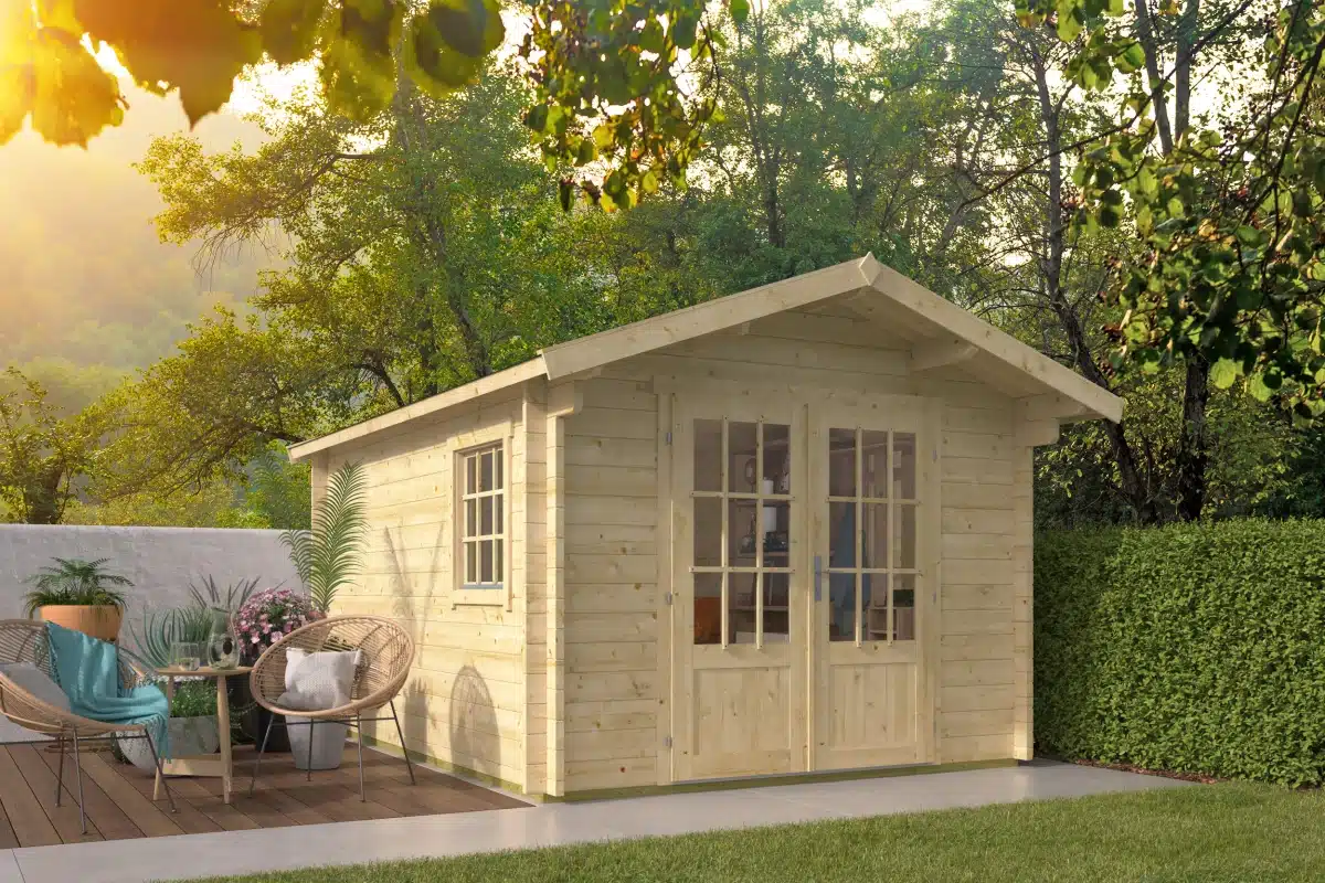 Blokhut – Tuinhuis Peggie | 40 mm | grijs geïmpregneerd