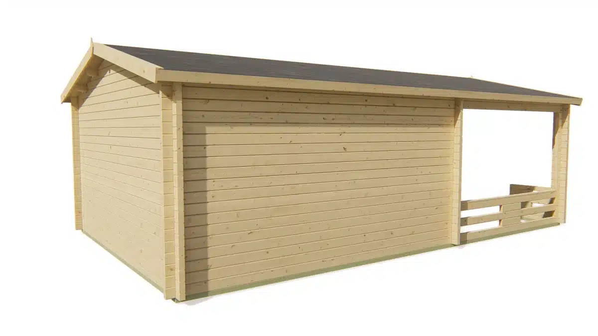 Blokhut – Tuinhuis Leeds | 58 mm | vuren grijs geïmpregneerd