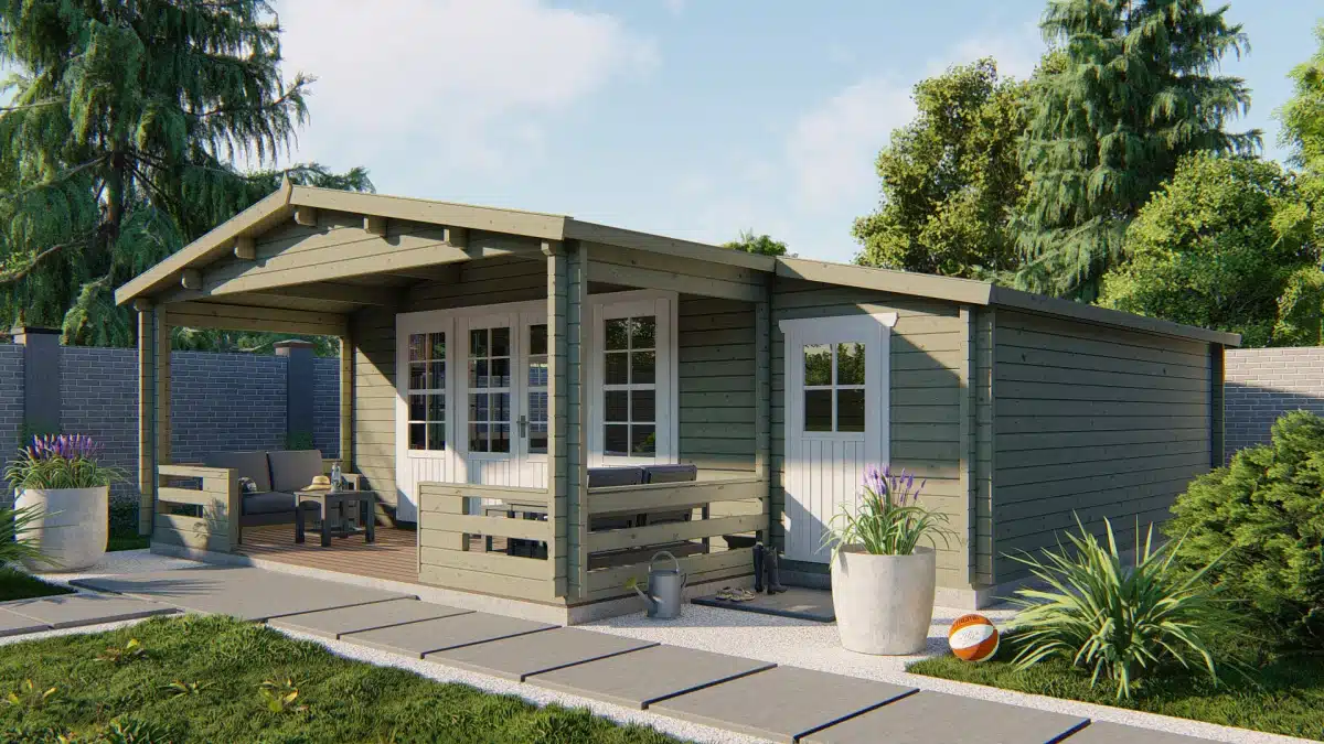Blokhut – Tuinhuis Liverpool | 58 mm | vuren Red Class Wood geïmpregneerd