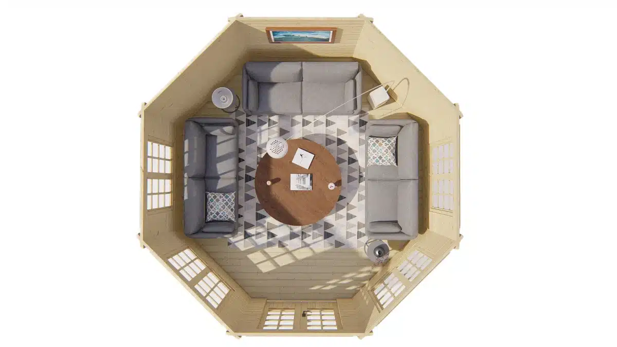 Blokhut – Tuinhuis Lynn | 44 mm | vuren bruin geïmpregneerd