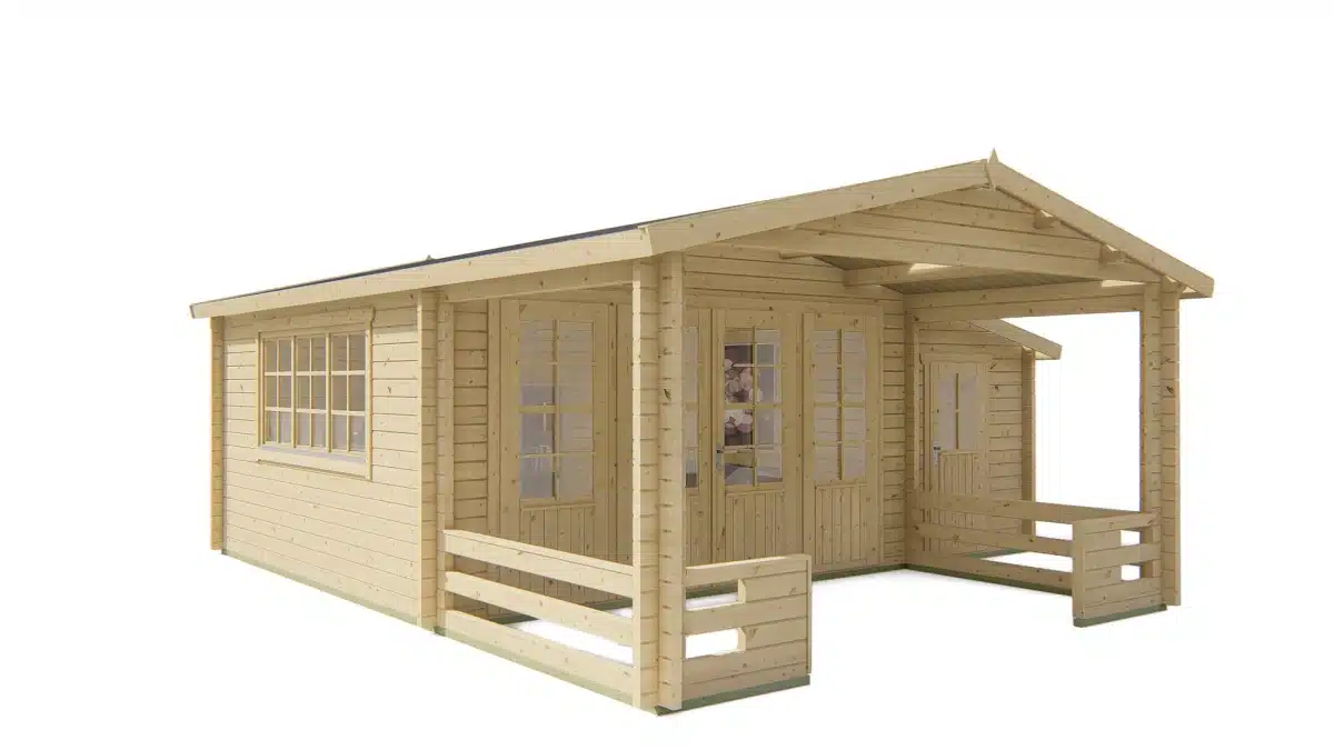 Blokhut – Tuinhuis Manchester | 58 mm | vuren grijs geïmpregneerd