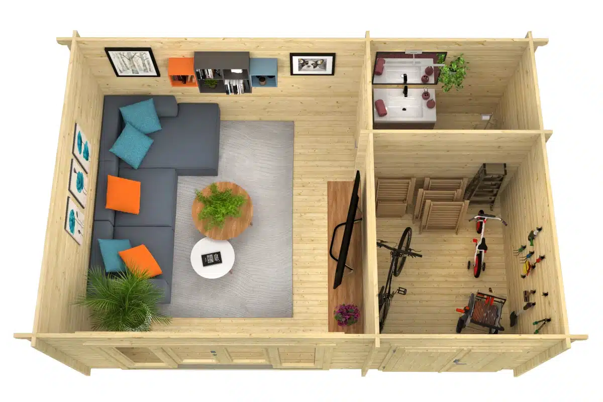 Blokhut – Tuinhuis Meg | 44 mm | honinggeel geïmpregneerd