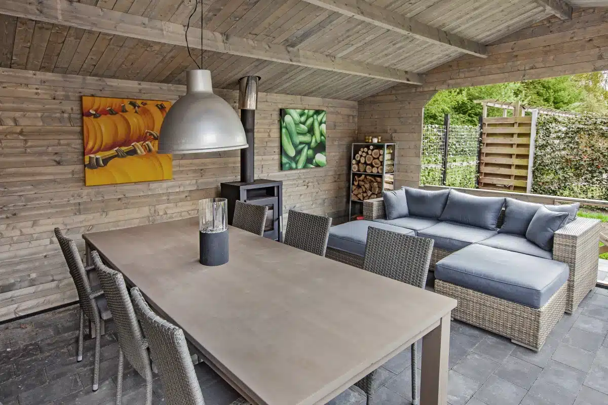 Blokhut – Tuinhuis Mokka | 40 mm | vuren groen geïmpregneerd