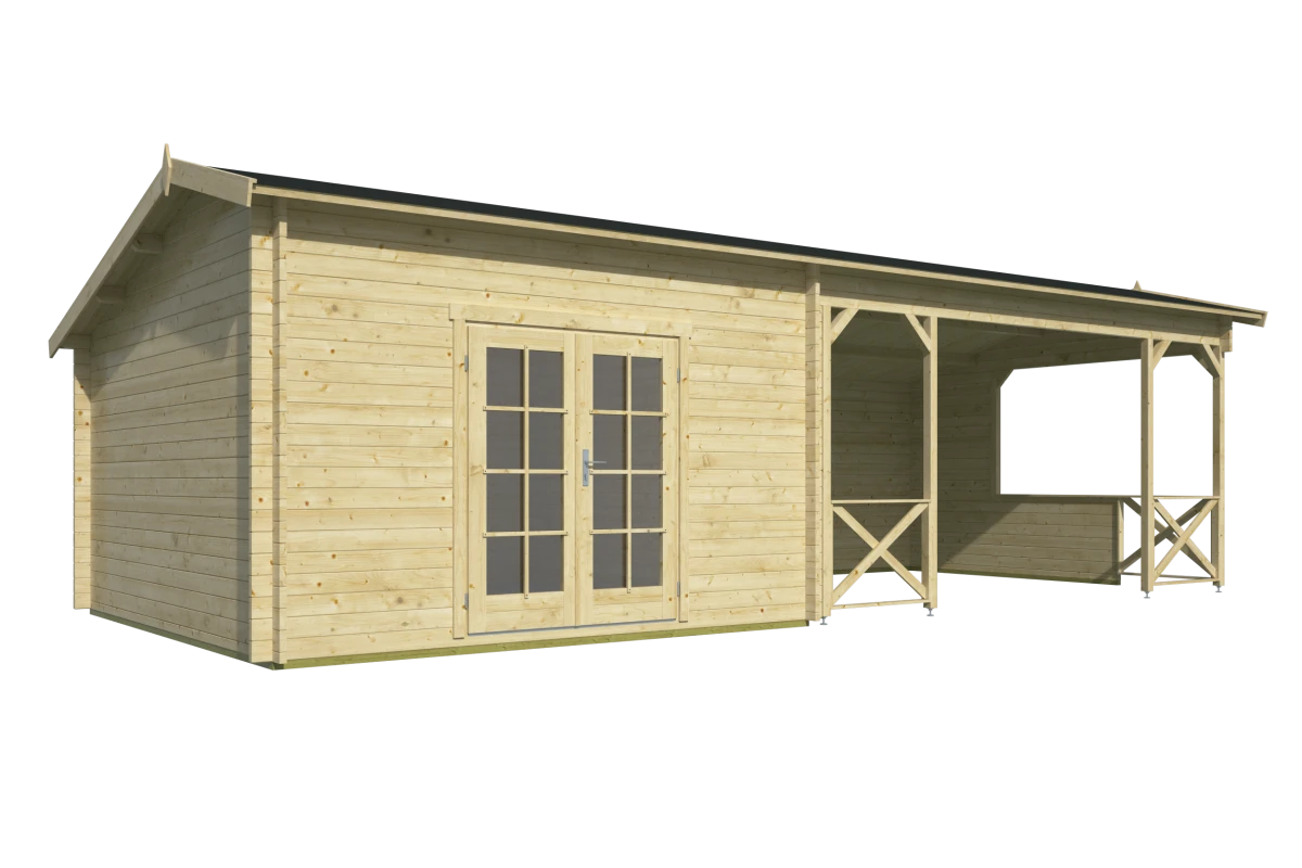 Blokhut – Tuinhuis Mokka | 40 mm | vuren grijs geïmpregneerd