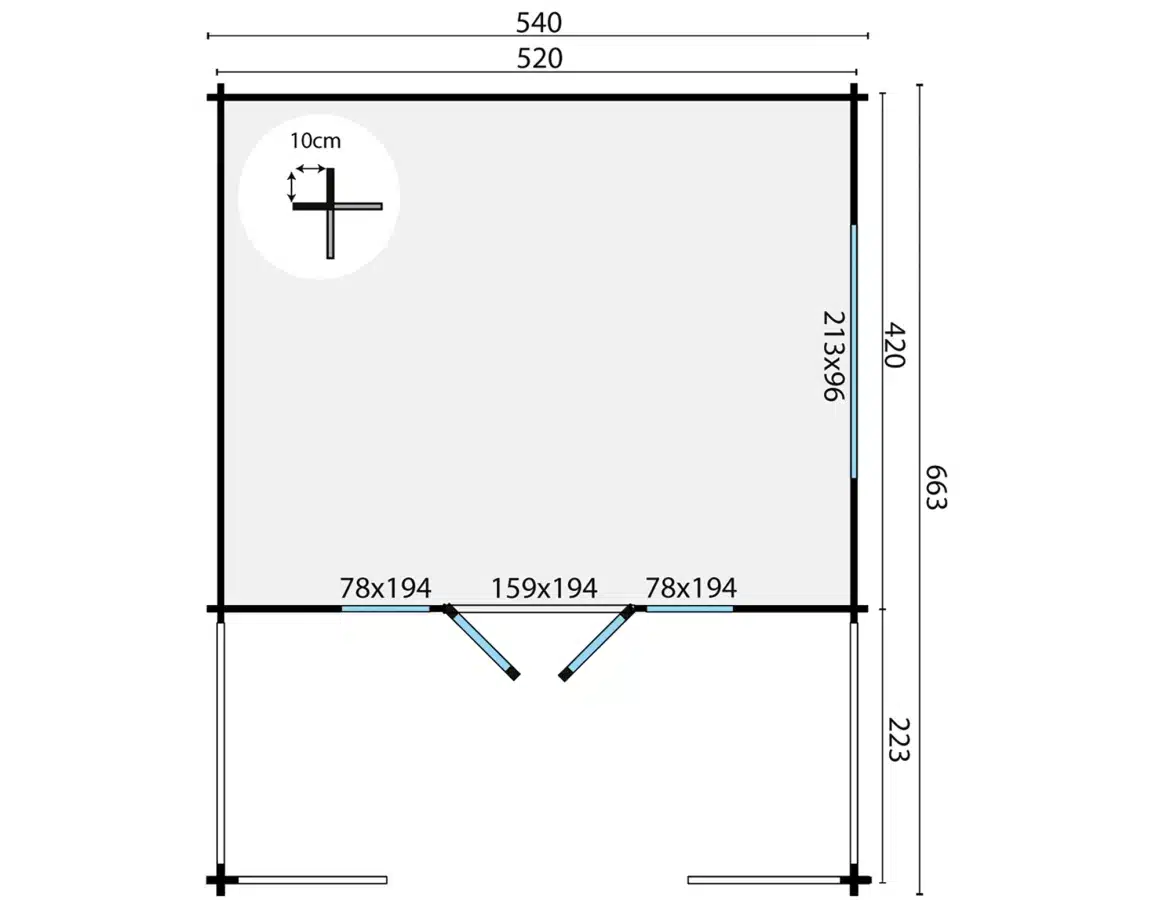 Blokhut – Tuinhuis Nottingham | 58 mm | vuren groen geïmpregneerd