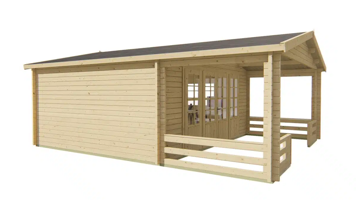 Blokhut – Tuinhuis Nottingham | 58 mm | vuren grijs geïmpregneerd