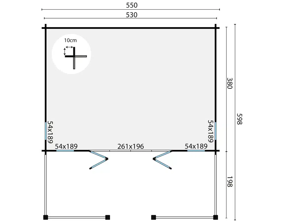 Blokhut – Tuinhuis Olaug | 44 mm | vuren bruin geïmpregneerd